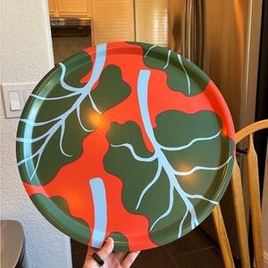IKEA Tray Bastua By Marimekko, Leaf Pattern Orange/Green, 16 7/8" Melamine, NEW